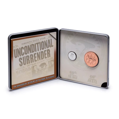 2005 (1945-) Canadian 5-Cent VICTORY IN EUROPE/VE DAY 60th Anniversary, Proof Silver Coin & Copper Medallion Gift Set