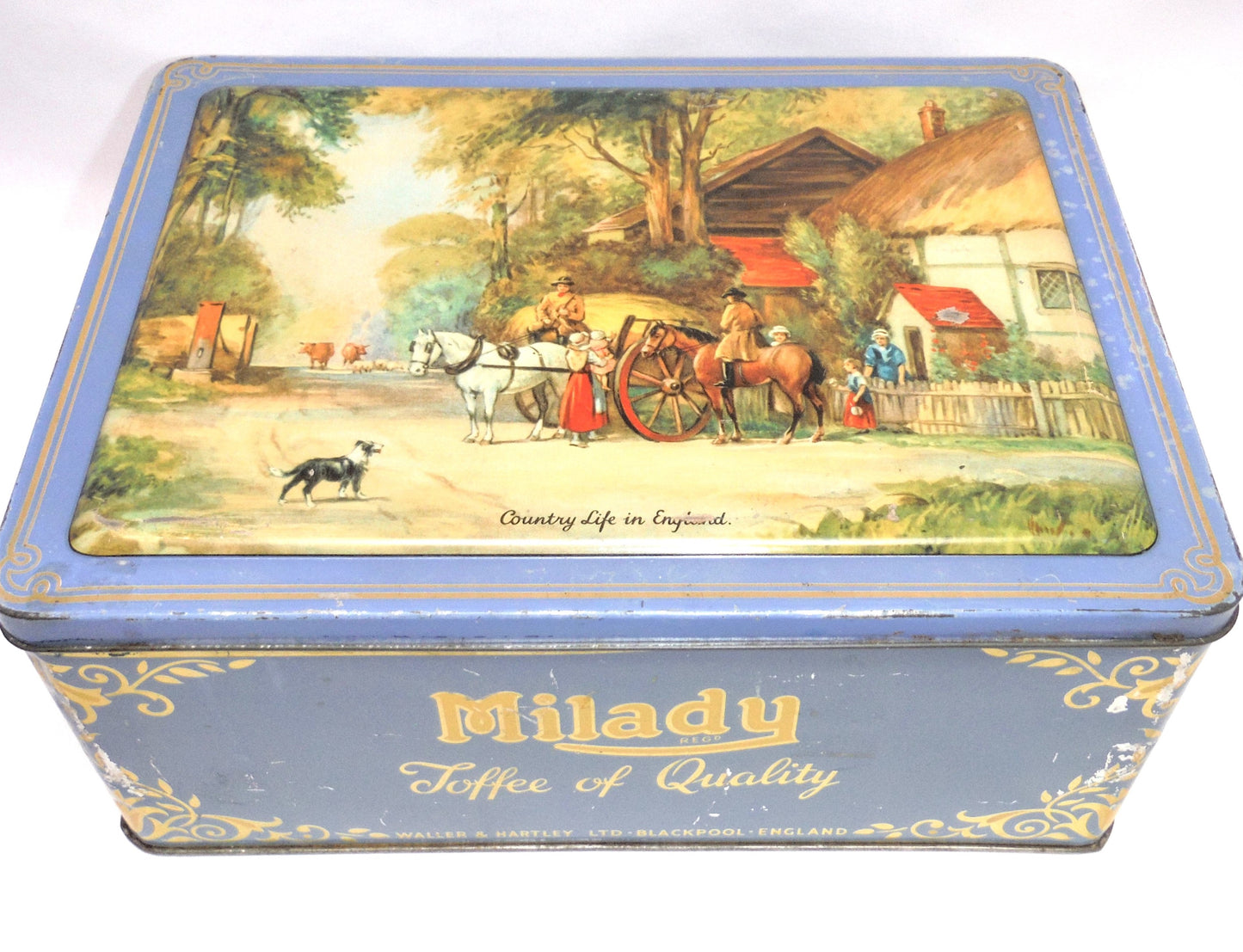 MILADY TOFFEE OF QUALITY, Presents A Large Vintage Tin: 'Country Life in England'