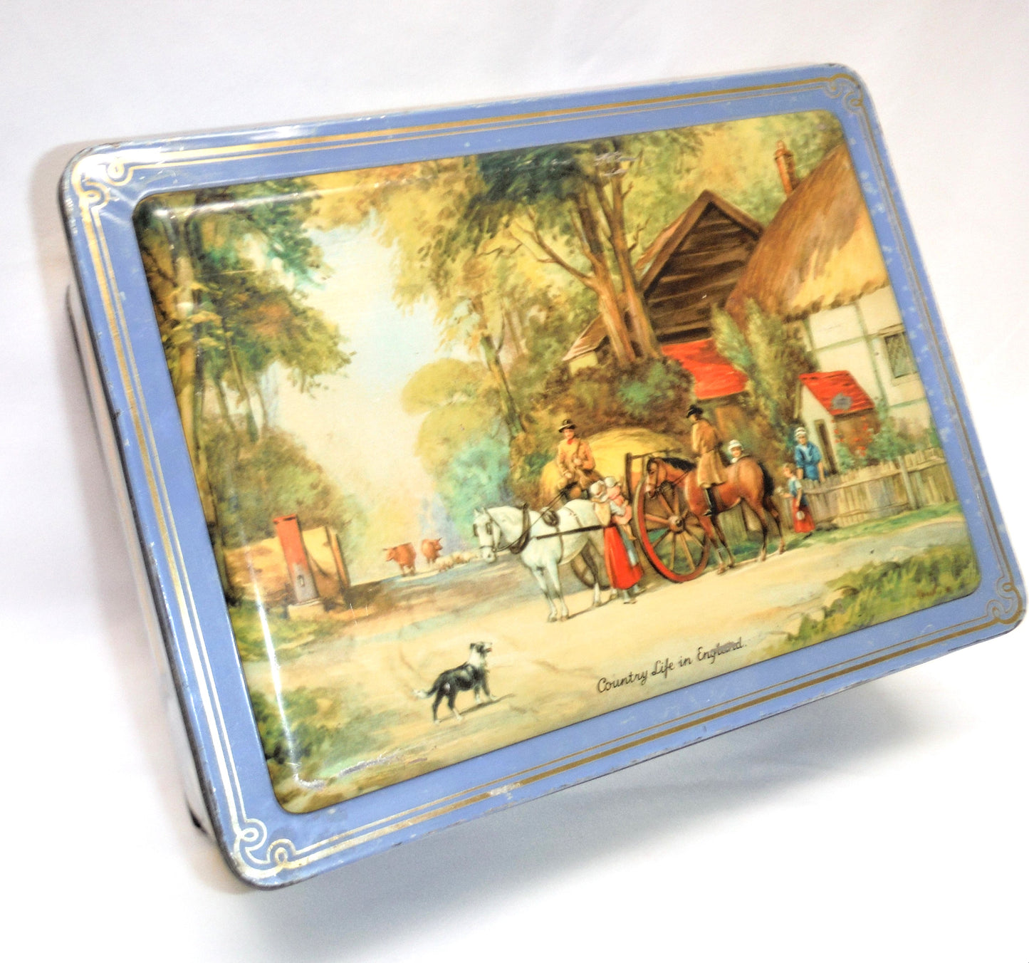 MILADY TOFFEE OF QUALITY, Presents A Large Vintage Tin: 'Country Life in England'