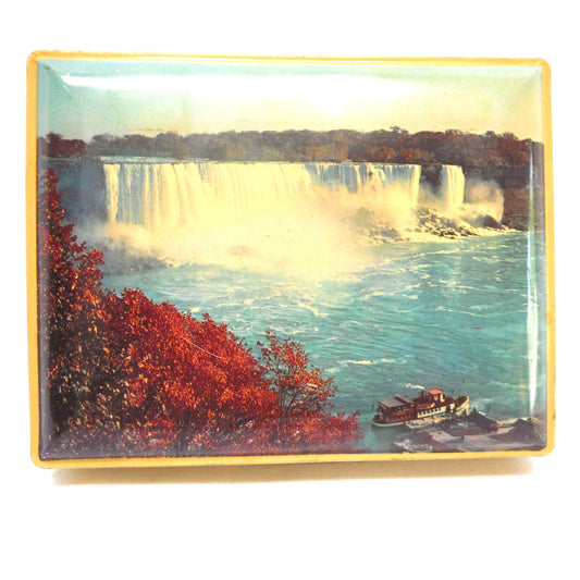 Vintage Tin Can of Niagara Falls and 'Maid of the Mist' Viewed From The Canadian Border