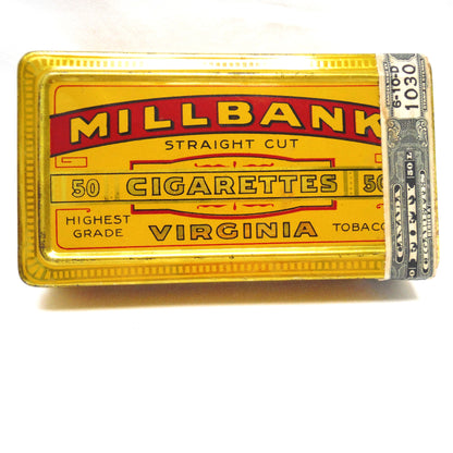 Vintage Tobacco Tin by MILLBANK VIRGINIA CIGARETTES, with Canada 50 Excise Label, TIN #1