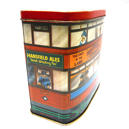 Vintage Tin by Barringer & Brown's Mustard 'DOUBLE-DECKER-BUS' with hinged lid.