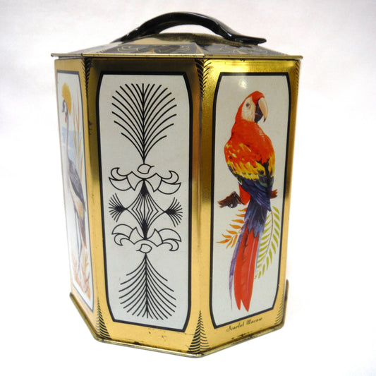 Vintage Rare-Birds-Inspired Tea Caddy, by Peek, Frean of London