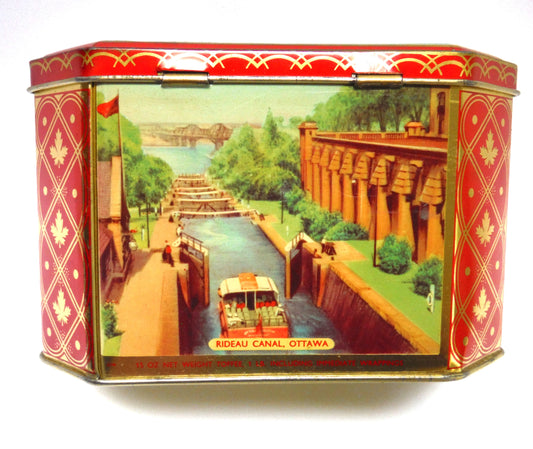 Vintage Toffee Tin by RILEY BROTHERS of Halifax, England: 'FAMOUS OTTAWA LANDMARKS'