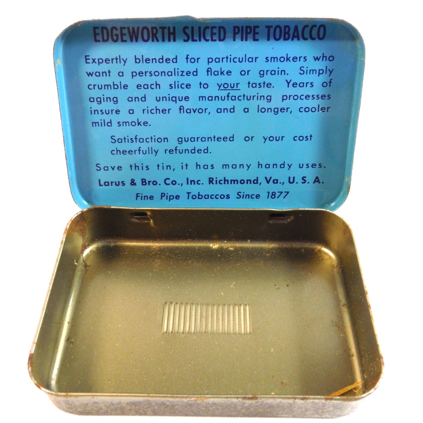 Vintage Tin by Larus & Bros. Ltd of Richmond, Virginia: 'EDGEWORTH PIPE TOBACCO'