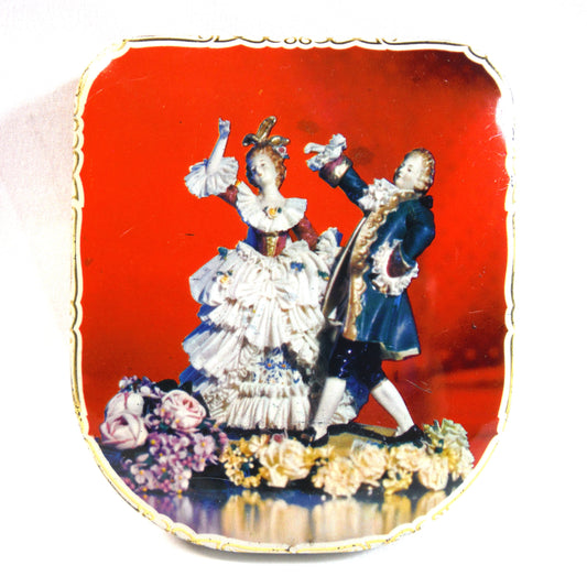 Antique Rounded Pocket Tin: 'DISCO DANCING DUKE AND DUTCHESS'