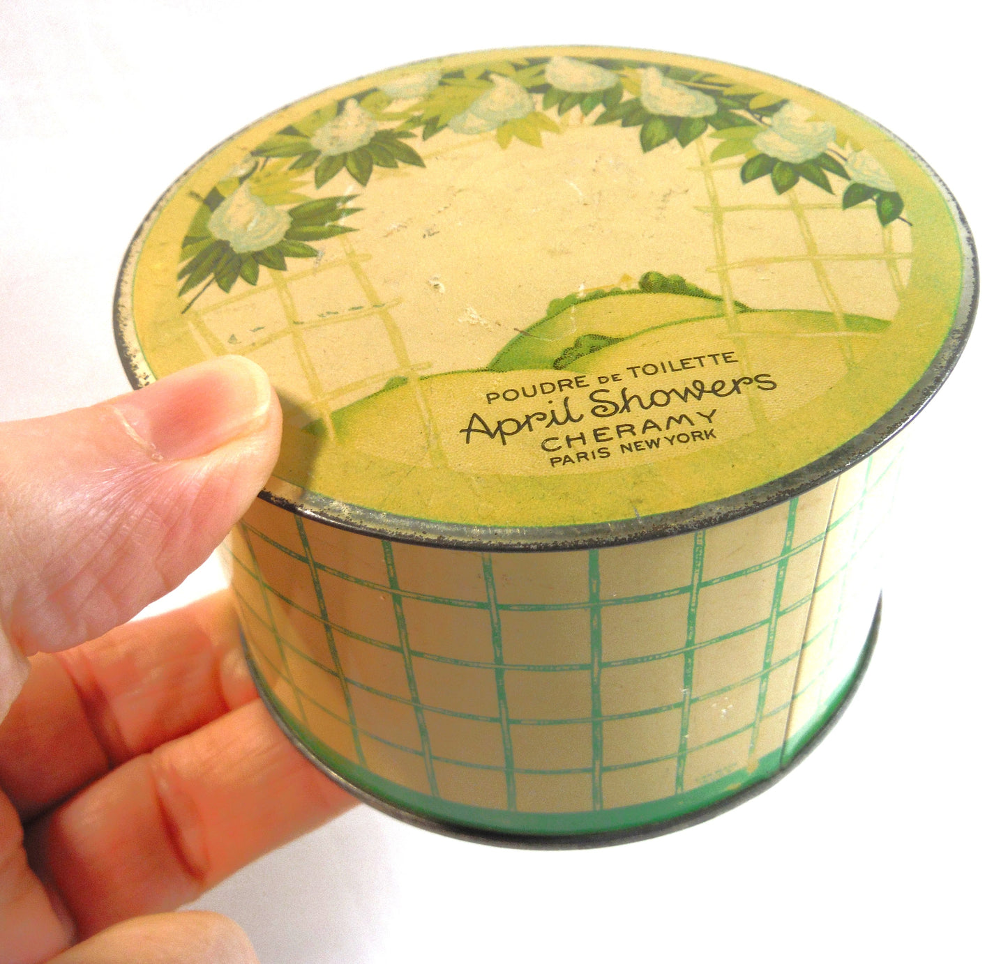 APRIL SHOWERS, Poudre de Toilette Vintage Tin by Cheramy of Paris and New York