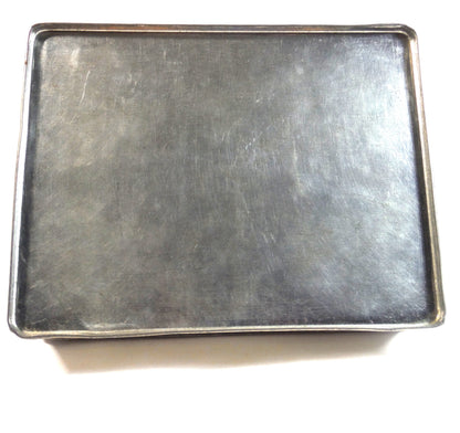 An Old-Timer Covered Square Tin Container, All Silver Colour Plain-Jane Styling!