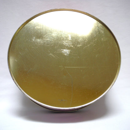 VINTAGE LARGE ROUND LILAC & YELLOW ROSE BISCUIT TIN, by Huntley & Palmers of London, England