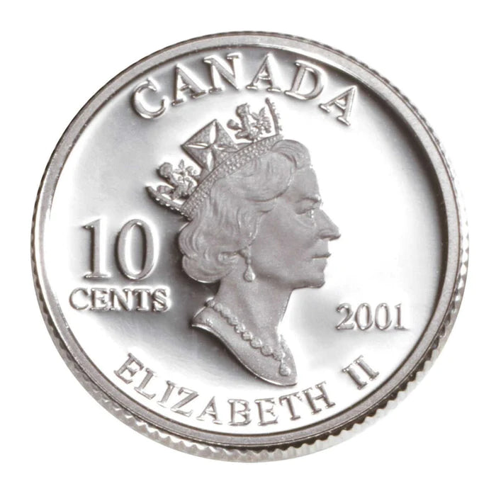 2001 Canadian .10-Cent Coin: ROLL OF 50 DIMES, Celebrating "YEAR OF VOLUNTEERS / ANNEE DES BENEVOLES".