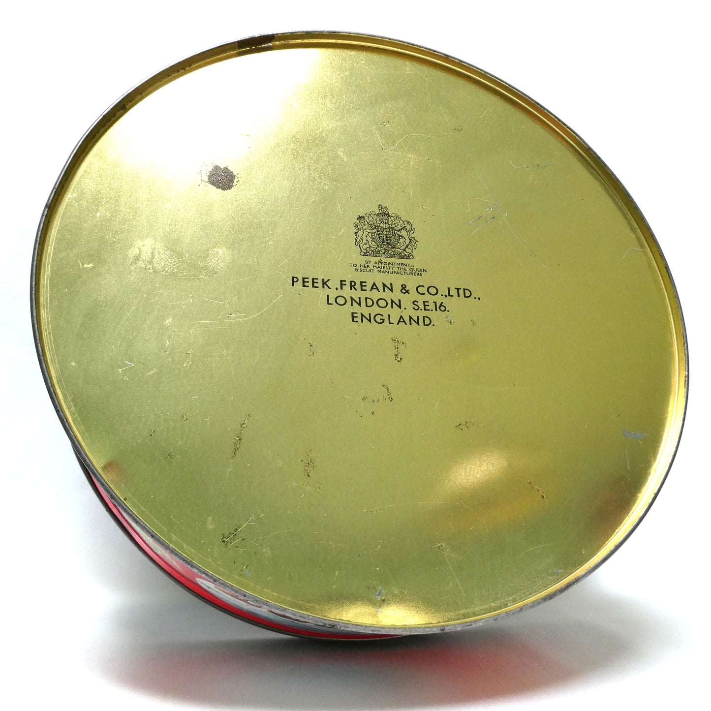 Mid-Century Large Tin Container by PEEK FREAK BISCUITS of London: The Royal Canadian Mounted Police (RCMP) and his Majestic Steed!