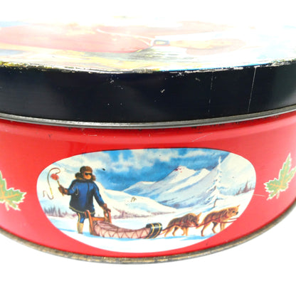 Mid-Century Large Tin Container by PEEK FREAK BISCUITS of London: The Royal Canadian Mounted Police (RCMP) and his Majestic Steed!