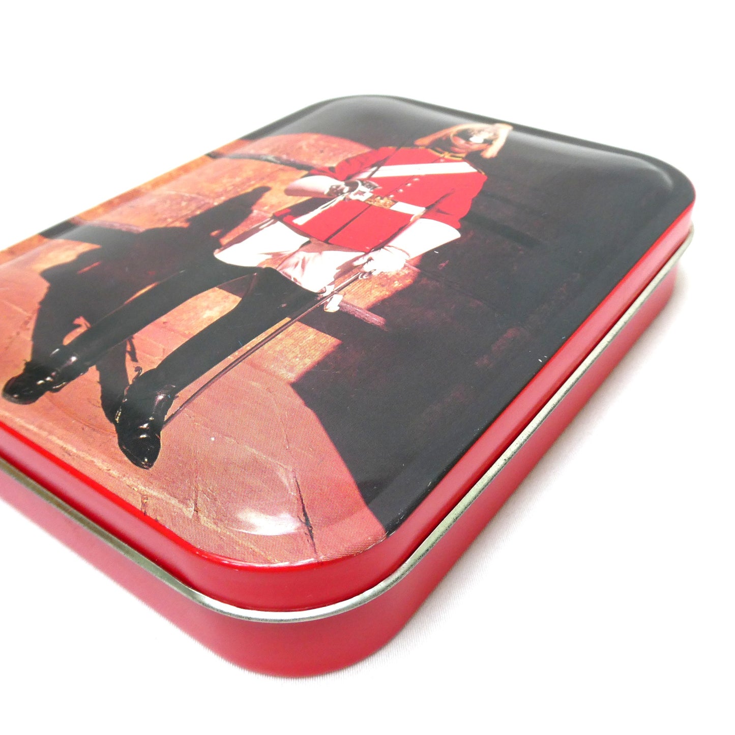 Vintage Blue Bird Confectionery Toffee Tin, Featuring a Mid-Century Portrait of an On-Duty King’s Household Cavalry Guardsman