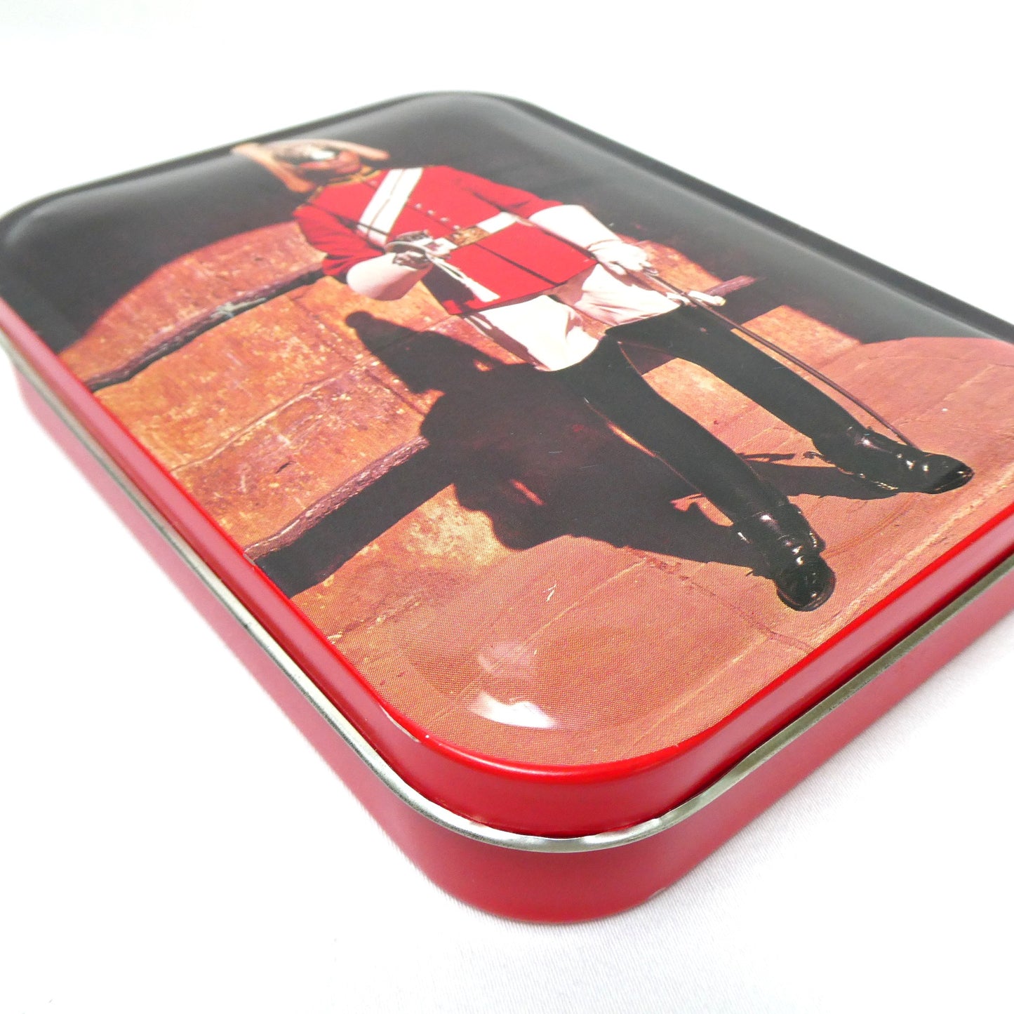 Vintage Blue Bird Confectionery Toffee Tin, Featuring a Mid-Century Portrait of an On-Duty King’s Household Cavalry Guardsman