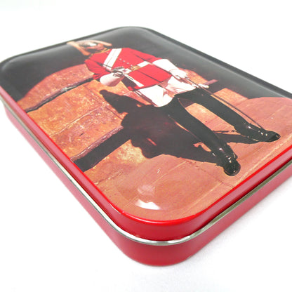 Vintage Blue Bird Confectionery Toffee Tin, Featuring a Mid-Century Portrait of an On-Duty King’s Household Cavalry Guardsman