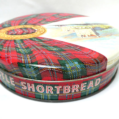 Vintage Castle Shortbread Biscuit Tin by Huntley and Palmers: The Eilean Donan Castle and Royal Stewart Tartan