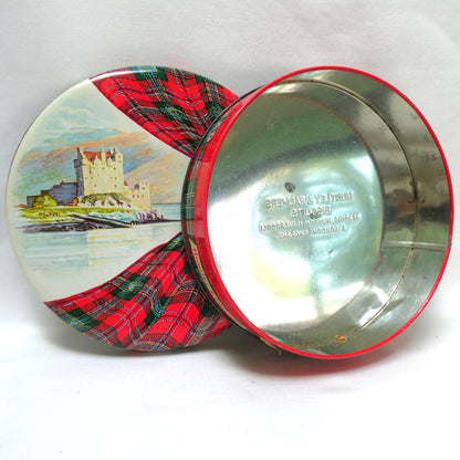 Vintage Castle Shortbread Biscuit Tin by Huntley and Palmers: The Eilean Donan Castle and Royal Stewart Tartan