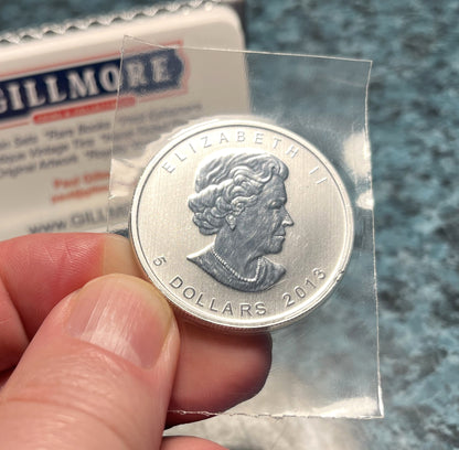 2013 1 oz .9999 Fine Silver Coin $5 -SML- CANADIAN SILVER MAPLE LEAF 25th Anniversary Coin (BRAND NEW CONDITION)