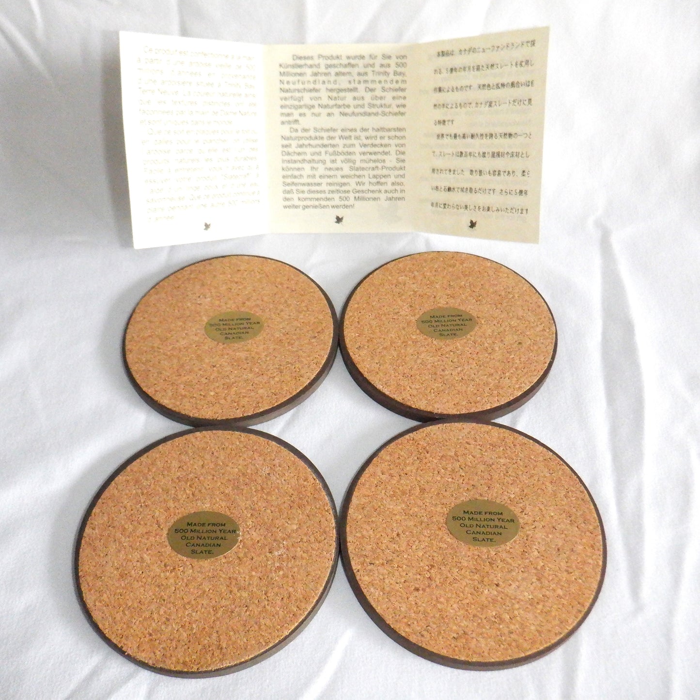 Newfoundland Handmade 500-Million-Year-Old Slate Coasters, Set of 4, NEW CONDITION 1990's!