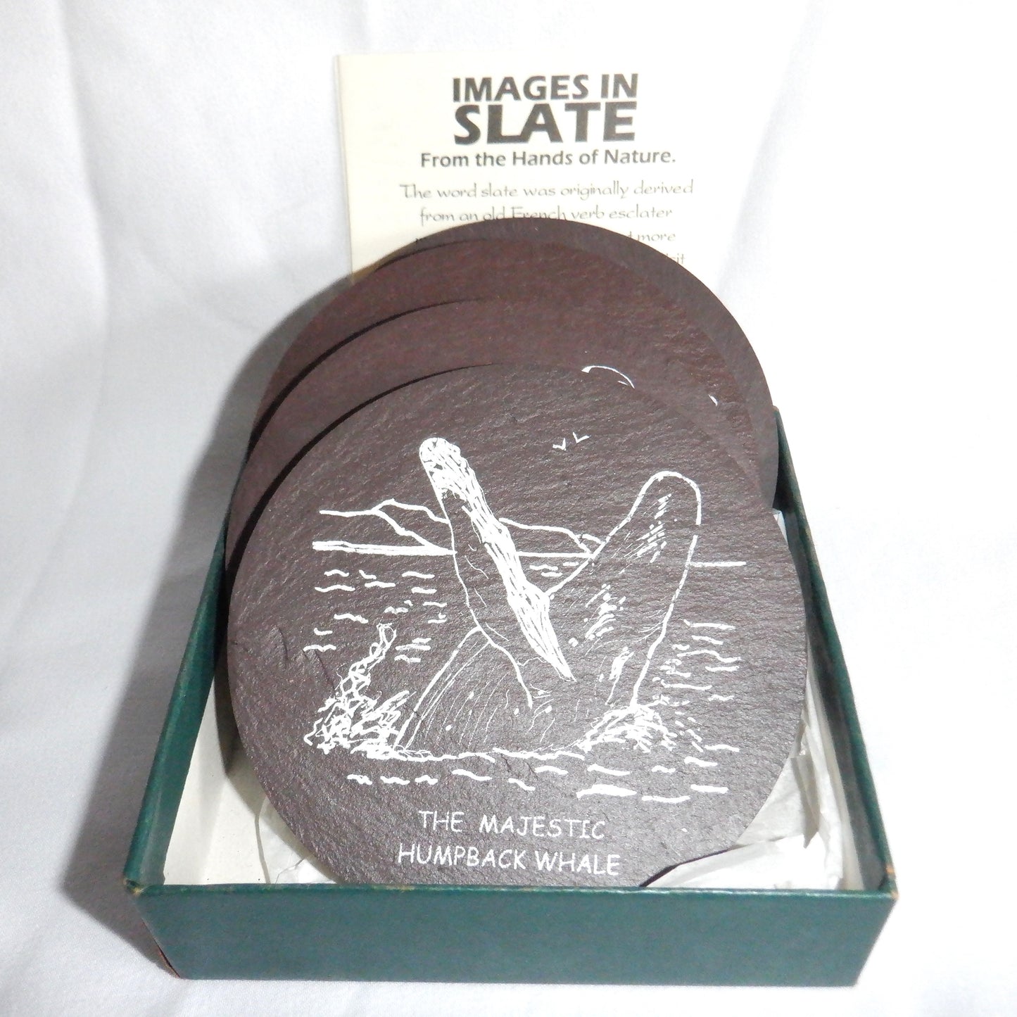 Newfoundland Handmade 500-Million-Year-Old Slate Coasters, Set of 4, NEW CONDITION 1990's!