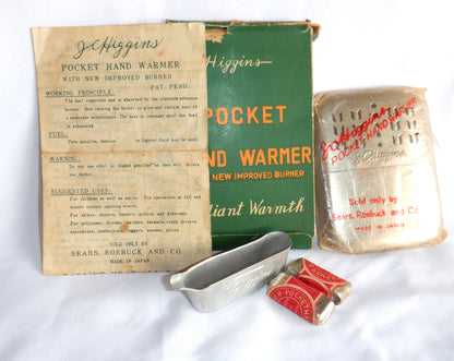 'VINTAGE POCKET HAND WARMER' by J.C. Higgins for Sears Roebuck, Made in Japan. BRAND NEW - OLD STOCK 1950's