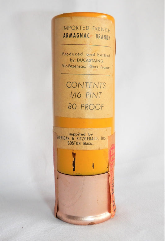 THE HUNTER'S LUCKY SHOT, 1950's Rare VO Armagnac French Brandy, Shotgun Cartridge Yellow #5