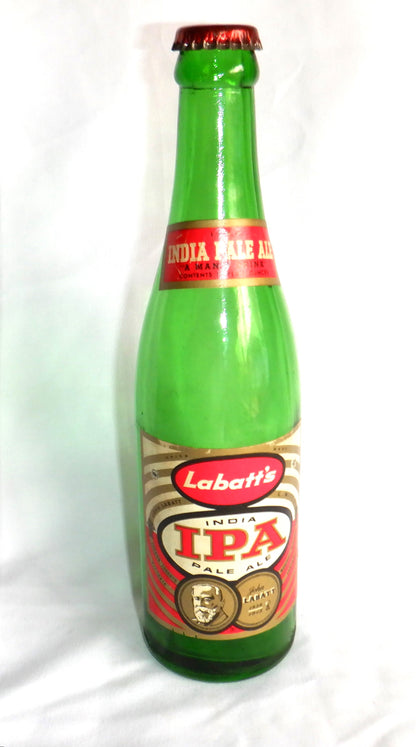 LABATT'S INDIA PALE ALE BEER BOTTLE, Antique Mid-Century 1950's, RARE Labelled Ontario Canada LCBO with Original Cap!