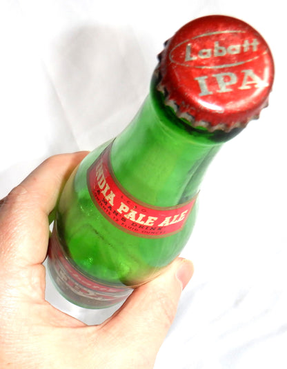 LABATT'S INDIA PALE ALE BEER BOTTLE, Antique Mid-Century 1950's, RARE Labelled Ontario Canada LCBO with Original Cap!