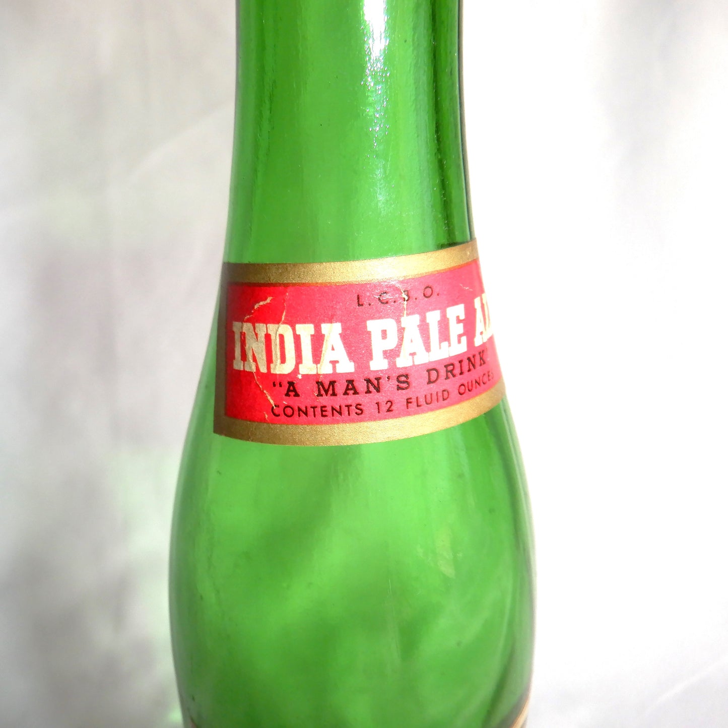 LABATT'S INDIA PALE ALE BEER BOTTLE, Antique Mid-Century 1950's, RARE Labelled Ontario Canada LCBO with Original Cap!