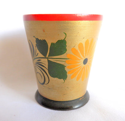 Small Wooden Hand-Painted GOLD CUP, Made in the USSR, 1970's