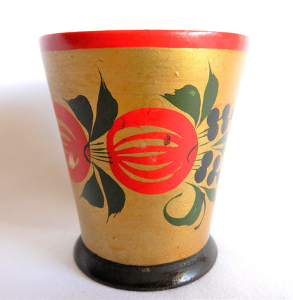 Small Wooden Hand-Painted GOLD CUP, Made in the USSR, 1970's