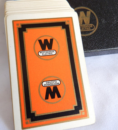 ANTIQUE BRIDGE PLAYING CARDS, 2-Packs & Original Case Compliments of THE WESTINGHOUSE ELECTRIC CORPORATION, 1920's