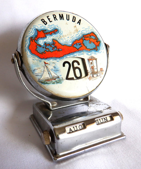 BERMUDA Collectible Vintage Desk-Top, Flip-Style, CALENDAR DISPLAY STAND, 1960's