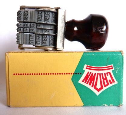 Vintage BRAND NEW - OLD STOCK Crown #1 Rubber Stamp Dater, Made in Canada, 1970's