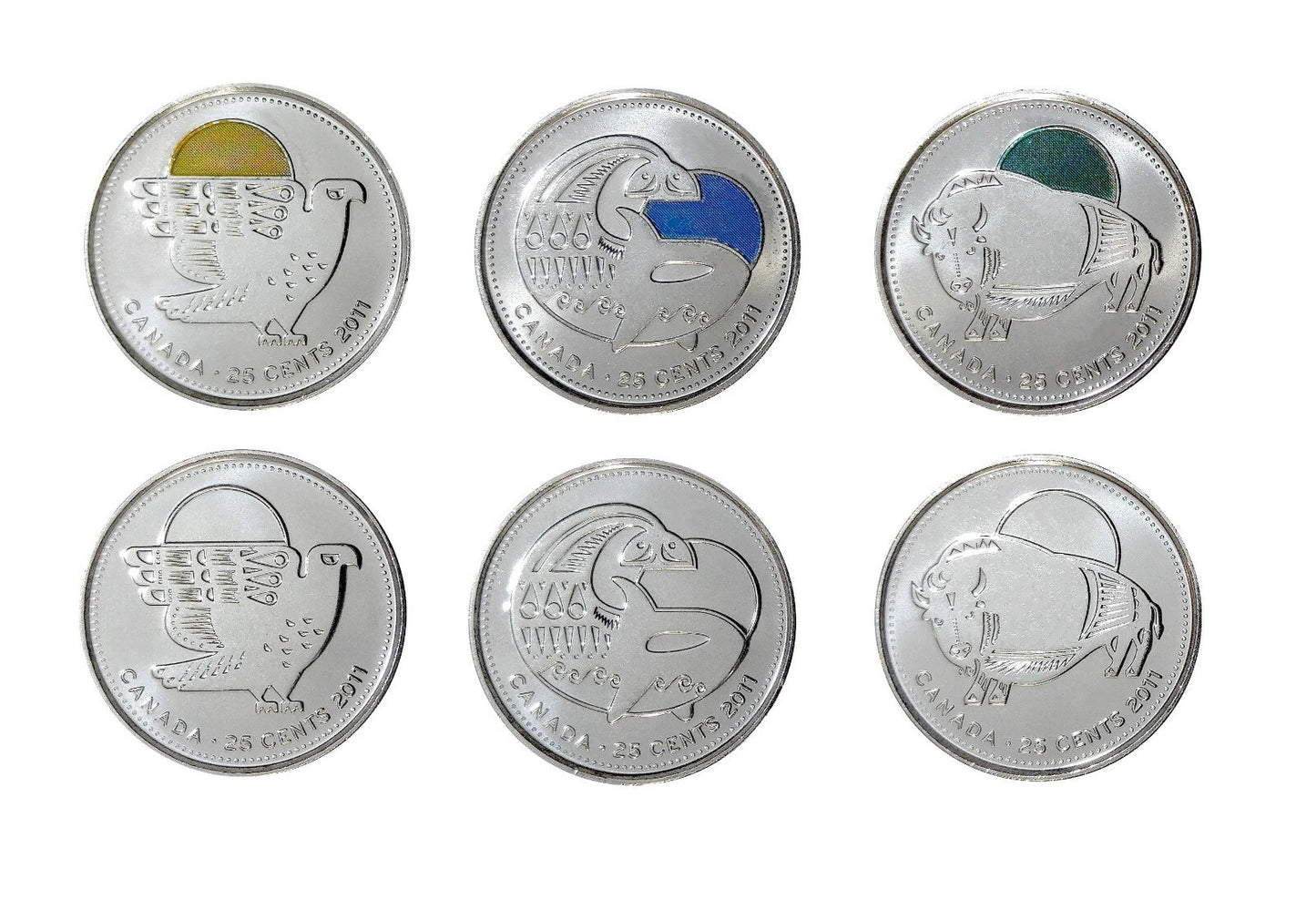 2011 Canadian .25-cent Quarters in a 6-Pack Pliofilm: LEGENDARY NATURE COIN COLLECTION