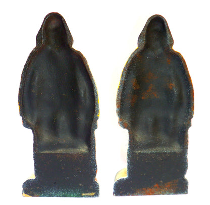 Antique Cast Iron FISHERMEN BOOKENDS or DOORHOLDERS, Hand-Painted Atlantic Canada Maritimes, 1920's