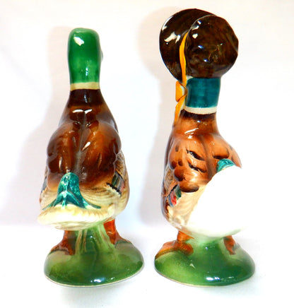 PAIR OF VINTAGE HAND-PAINTED CERAMIC DUCKS, Made In Japan, 1950's