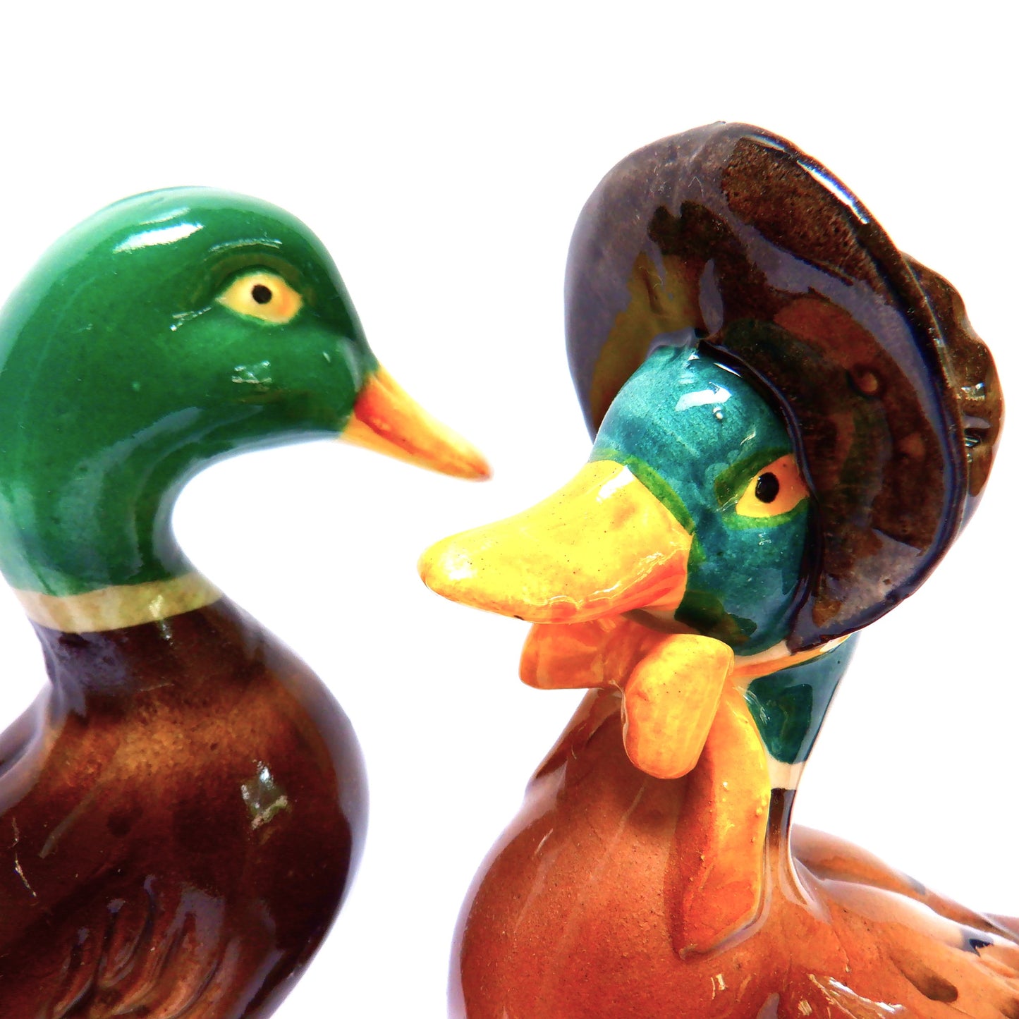 PAIR OF VINTAGE HAND-PAINTED CERAMIC DUCKS, Made In Japan, 1950's