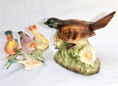 Vintage Ceramic 'MOTHER ROBIN & THREE ORPHANED SONG BIRDS' Made in Japan 1950's