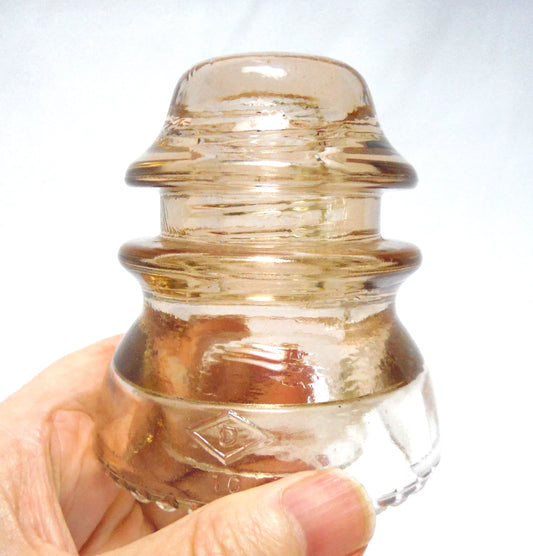 DOMINION GLASS CANADIAN TELEGRAPH INSULATOR #42D, in a Beautiful Dusty Rose Colour, (AND various shades of Green)