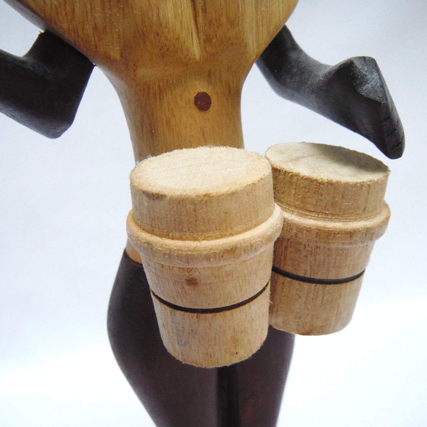 CUBAN Wooden Hand-Carved Statues: Husband & Wife Playing Dual Bongos