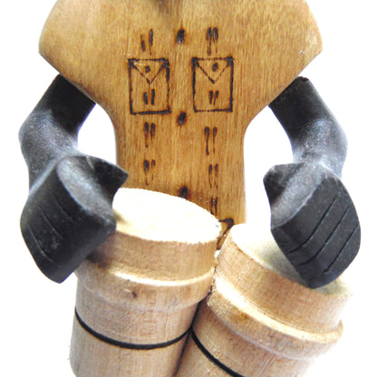 CUBAN Wooden Hand-Carved Statues: Husband & Wife Playing Dual Bongos