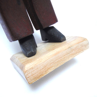 CUBAN Wooden Hand-Carved Statues: Husband & Wife Playing Dual Bongos