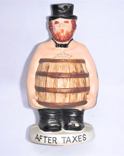 BEFORE TAXES, AFTER TAXES, Vintage Dual-Sided Statue Coin Bank by MENSCHIK-GOLDMAN, Made in Japan