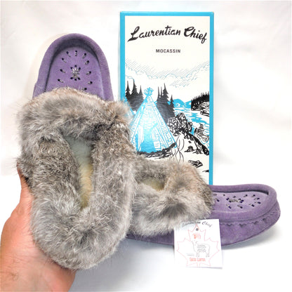 Vintage Laurentian Chief Moccasins, BRAND NEW Purple Size 11-L, by Eugene Cloutier of Quebec, Canada