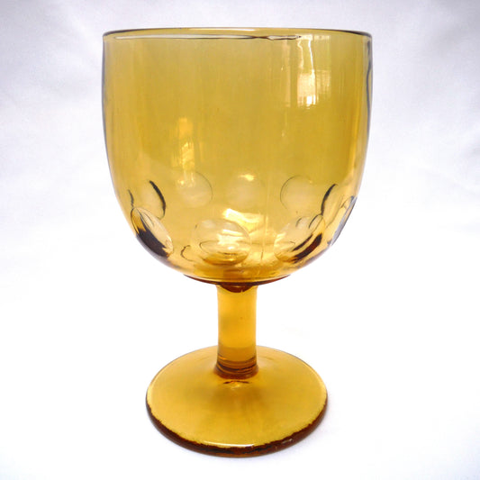 Vintage Amber Gold Goblet Thumbprint-Pattern Glass, by Bartlette Collins