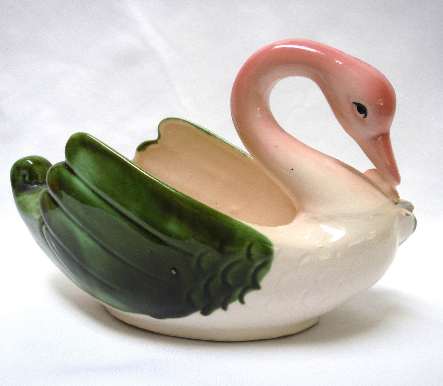 Mid Century Pink Swan Ceramic Flower Planter, Made in Japan