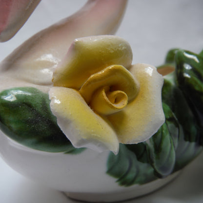 Mid Century Pink Swan Ceramic Flower Planter, Made in Japan