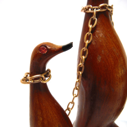 Mid-Century Modern 1960's Wooden Duck Trio with Rhinestone Eyes. Made in Hong Kong