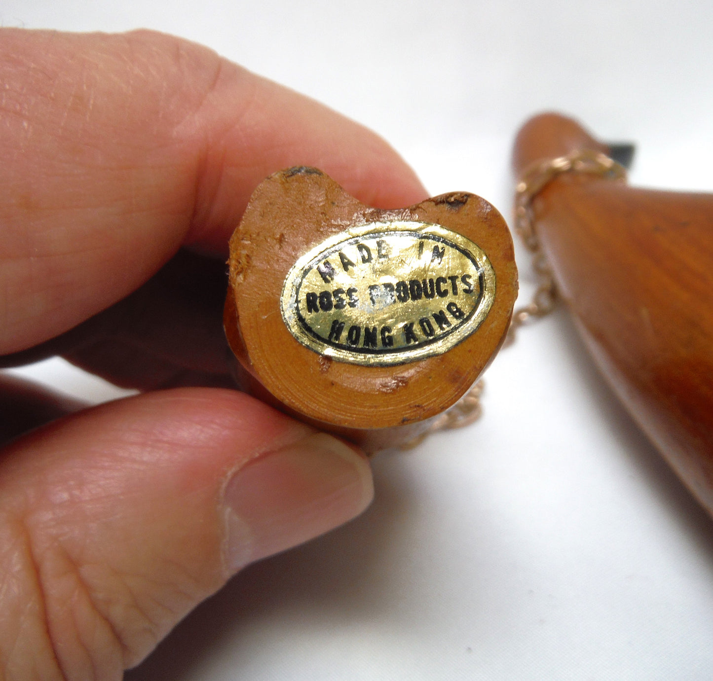 Mid-Century Modern 1960's Wooden Duck Trio with Rhinestone Eyes. Made in Hong Kong